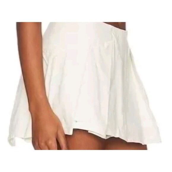 Free People Denim Pleated Micro Mini Skort Sz 6 White Nwt Retro Y2k - Picture 8 of 8